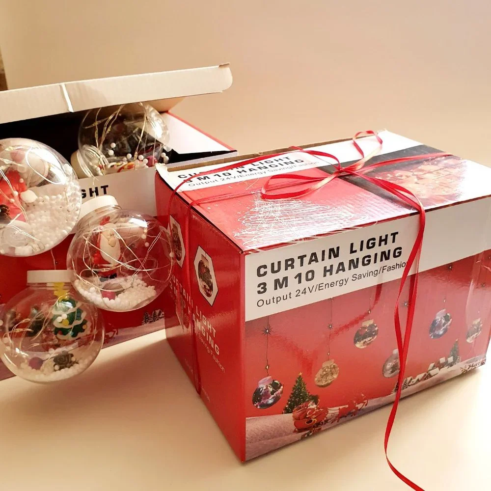 LED Curtain String Light Ball with Santa Claus in ornament Xmas Tree